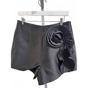 NEW INA FASHION women's high waist 3d flower shorts in black